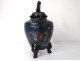 bronze cloisonné censer Japan samurai characters dogs Fo nineteenth