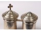 Pair holy Chrism oil lamps baptism silver metal catechumen nineteenth