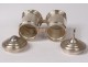 Pair holy Chrism oil lamps baptism silver metal catechumen nineteenth