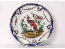 English porcelain plate Chelsea-Derby birds insects nineteenth garlands