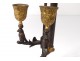 Candlestick 2 gilded bronze screen lights Empire cock birds Return from Egypt nineteenth