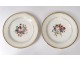 12 plates compotier Paris porcelain floral decoration gilding nineteenth century