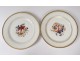 12 plates compotier Paris porcelain floral decoration gilding nineteenth century