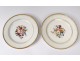 12 plates compotier Paris porcelain floral decoration gilding nineteenth century