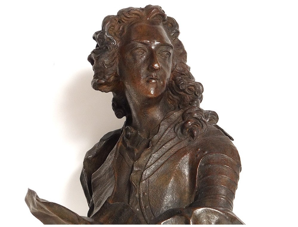 King bronze bust sculpture of Louis XV ap armor. Lemoyne century