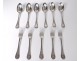 5 solid silver cutlery Minerva goldsmith Queille monogram 874gr nineteenth