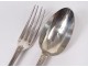 5 solid silver cutlery Minerva goldsmith Queille monogram 874gr nineteenth