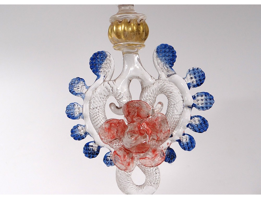 Wine glass glassware Murano Venice Italy gilt flowers century