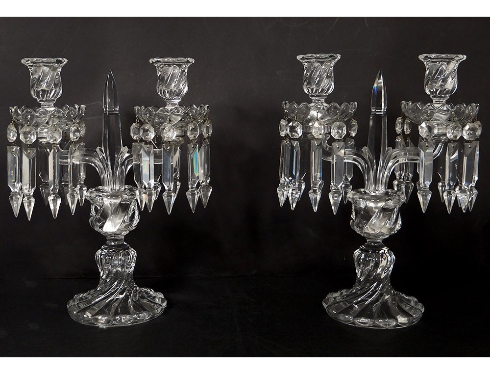 Pair Candelabra Sconces 2 Lights Crystal Chandelier Baccarat Bamboo Th Crystal Chandelier Baccarat Bamboo Th Loading Zoom