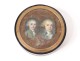 Small round box miniatures 3 young portrait boy hair 18th working