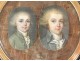 Small round box miniatures 3 young portrait boy hair 18th working