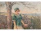 HST Painting Young woman with hat Belle Epoque by DOUMENQ 20th