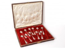 11 teaspoons flowers monograms solid silver Minerva nineteenth century