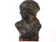 Pair earth sculptures terracotta busts characters woman nineteenth century boy