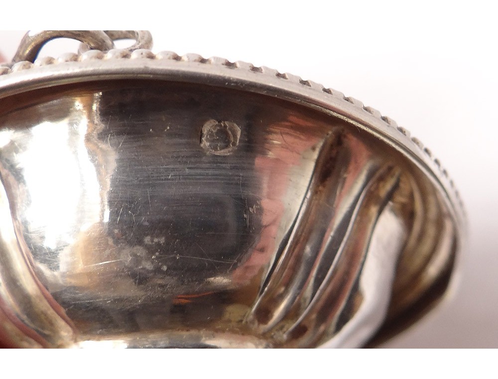 Passe Thé ARGENT MASSIF Poinçonné MINERVE Décor CHARDONS ART NOUVEAU Service 05 Rd