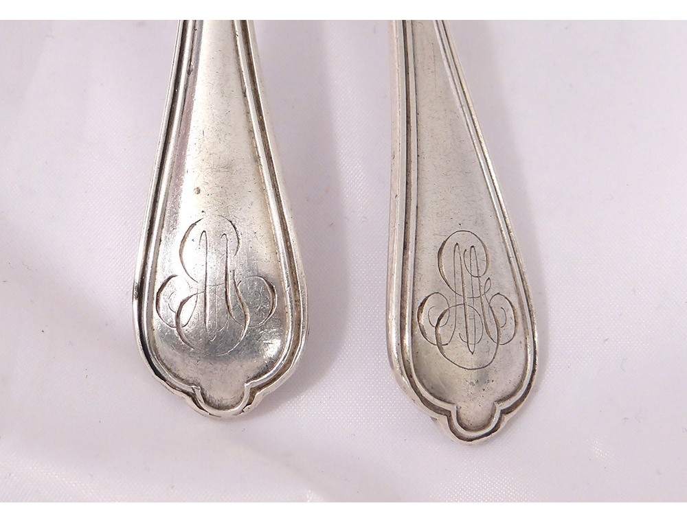 coquetier en argent massif et sa cuillère orfévre Boulenger 69gr art déco