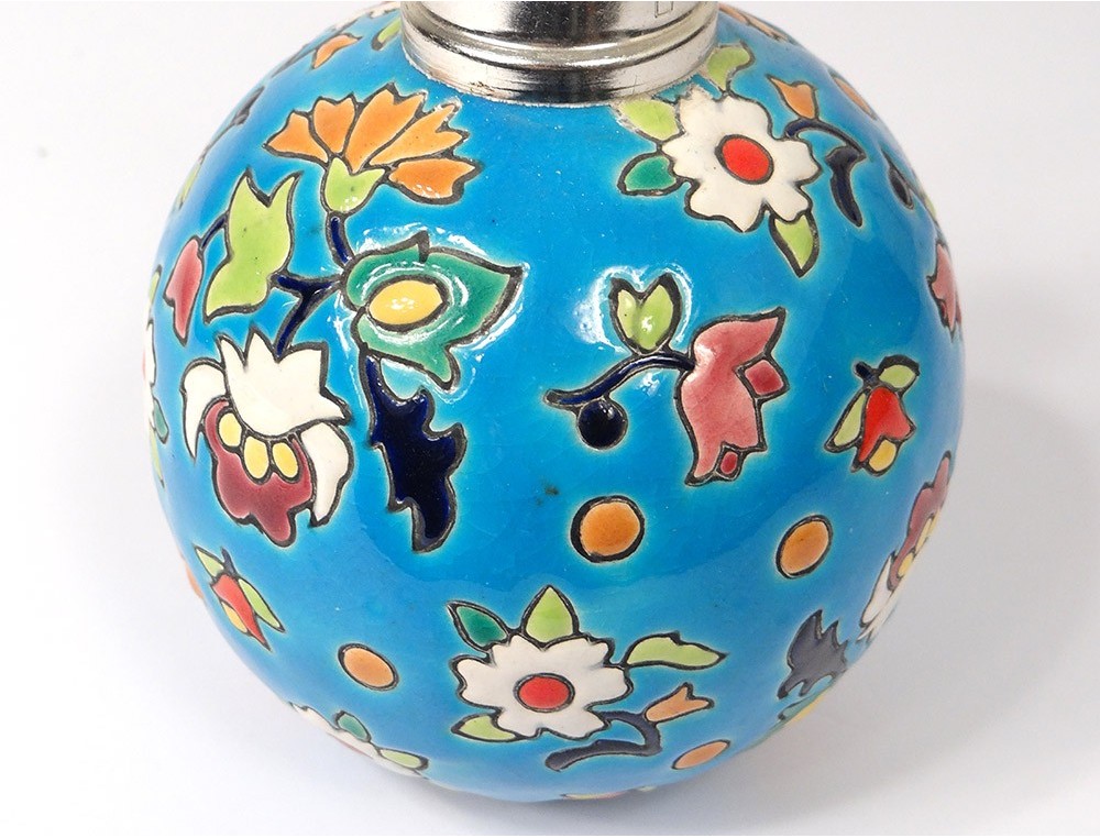 LAMPE BERGER CERAMIQUE BLEU DECOR VAGUE