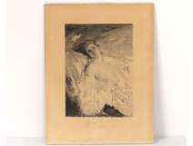 Engraving woman naked portrait engraver Charles Chaplin Champollion nineteenth