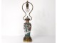 Chinese porcelain lamp pot covered landscape character XIX bronze