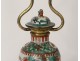 Chinese porcelain lamp pot covered landscape character XIX bronze