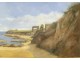 Pastel landscape seaside and beach Brittany or Normandy 19th
