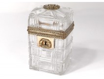 Small cabinet box Charles X crystal Baccarat Creusot brass bronze nineteenth