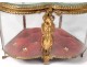 Jewelry box box golden brass beveled glass heart Napoleon III nineteenth