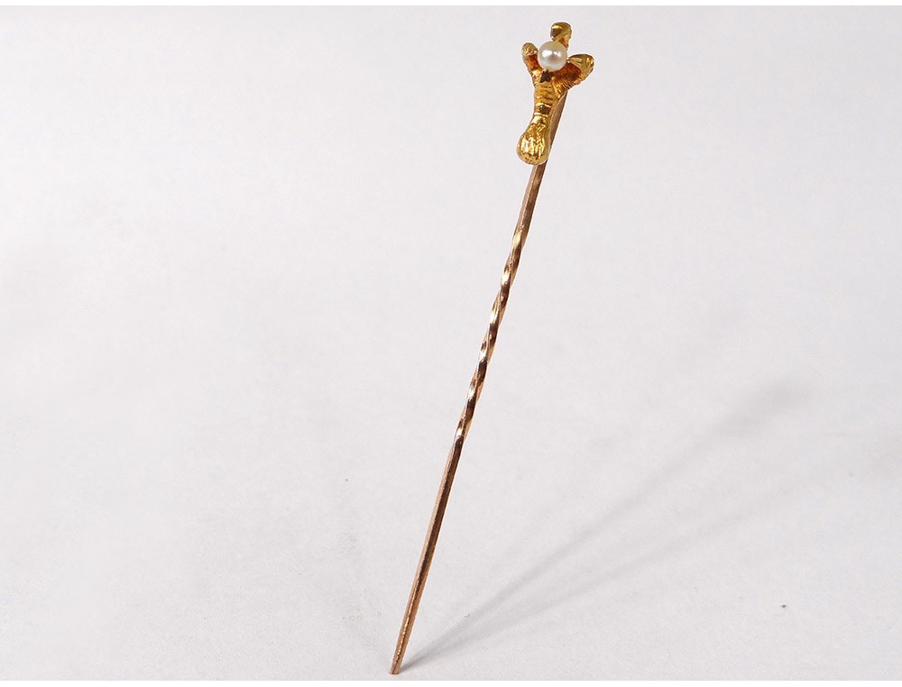 Épingle à Cravate Ancienne En Or 18 Carats Avec Perle Opaline - Occasion