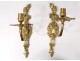 Pair arm sconces gilt bronze light Regency wife Flora C Crowned 18th
