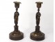 Pair bronze candlesticks torches Vestal caryatids candlesticks nineteenth