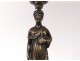 Pair bronze candlesticks torches Vestal caryatids candlesticks nineteenth