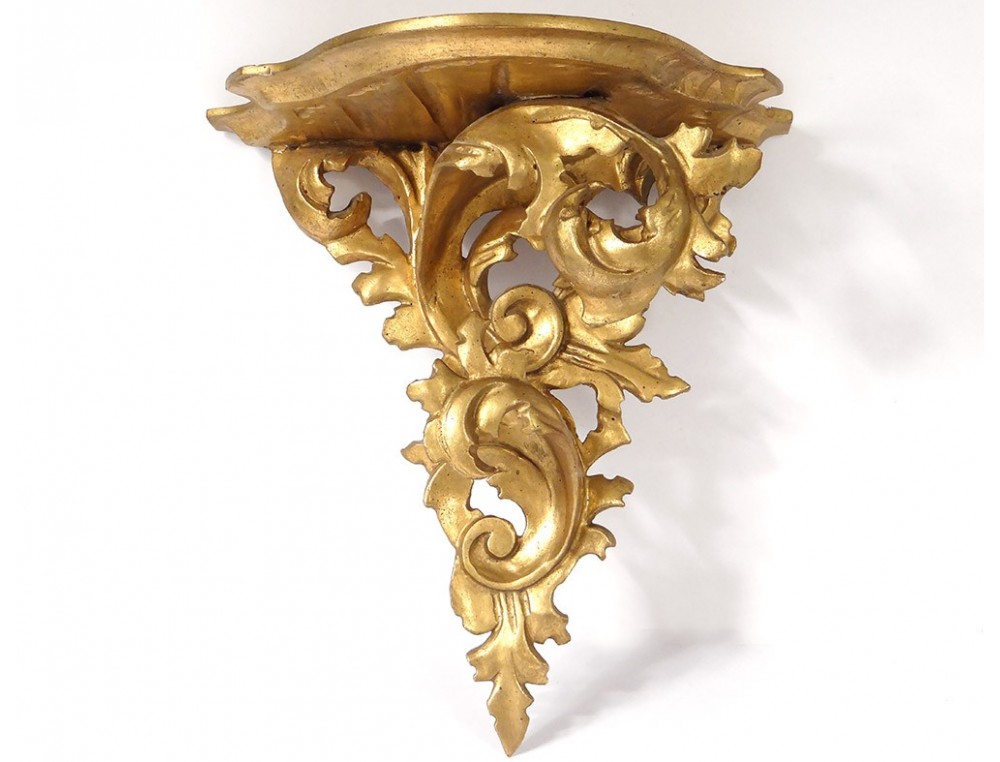 Console D Applique Murale Console d'applique murale bois sculpté doré Italie XXème siècle Console D Applique Murale