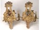 Pair large sconces 5 bronze Regency lights golden masks nineteenth