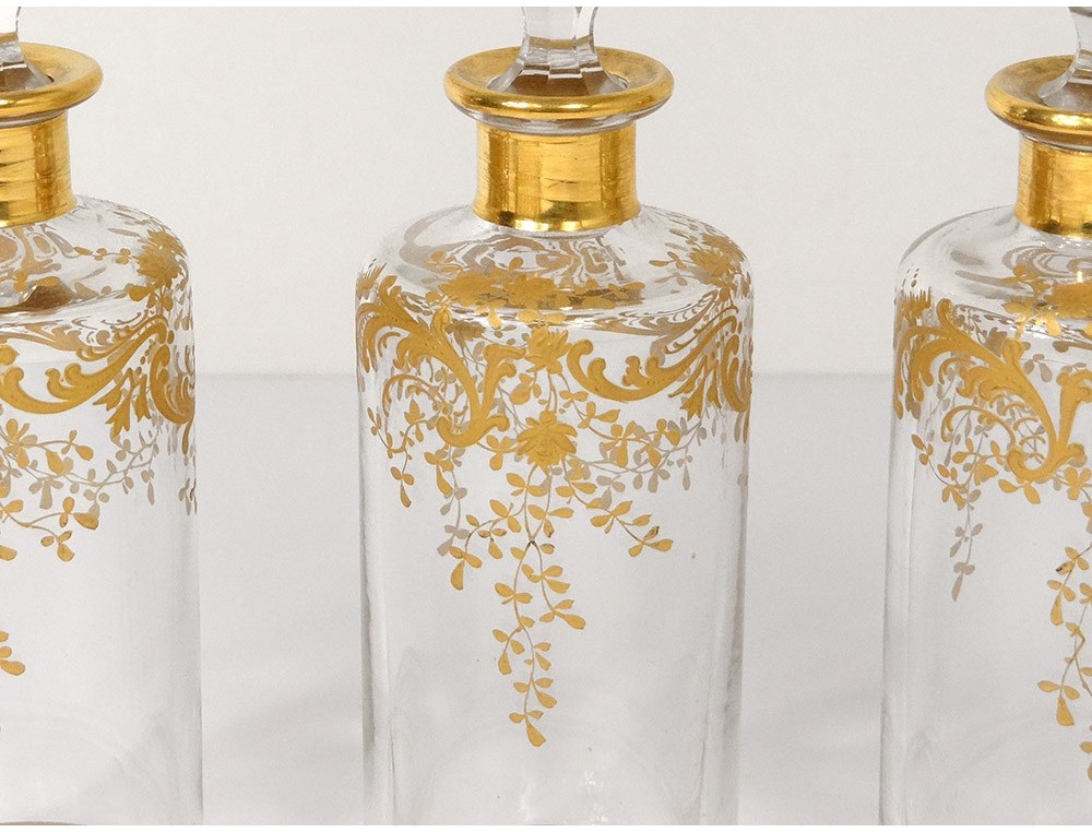 Cellar bronze golden liquor decanters 3 10 crystal glasses