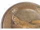 decorative bronze dish decor Japanese-style fish carp crab signed Natte 1900