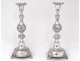 Russian pair candlesticks torches solid silver Minsk vine silver 623gr Nineteenth