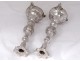 Russian pair candlesticks torches solid silver Minsk vine silver 623gr Nineteenth