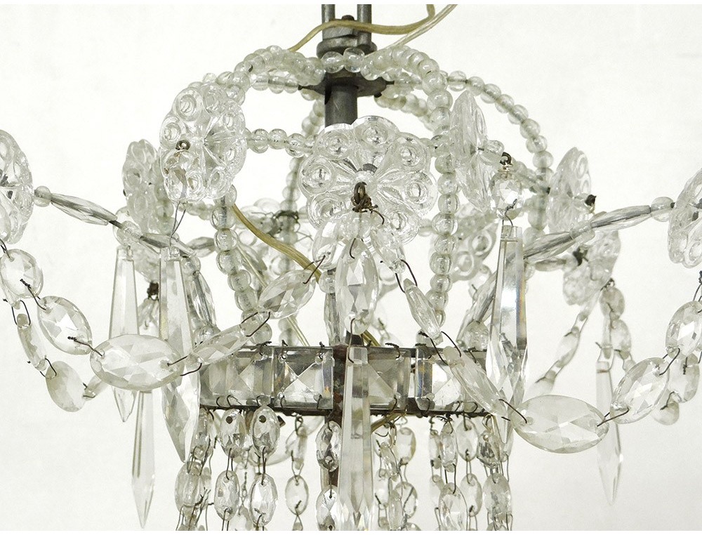 Charles X Chandelier Trash Crystal Glass Carved Garlands Charles X Chandelier Trash Crystal Glass Carved Garlands Nineteenth