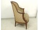Bergère gondola Louis XVI carved walnut armchair tapestry XVIII seat