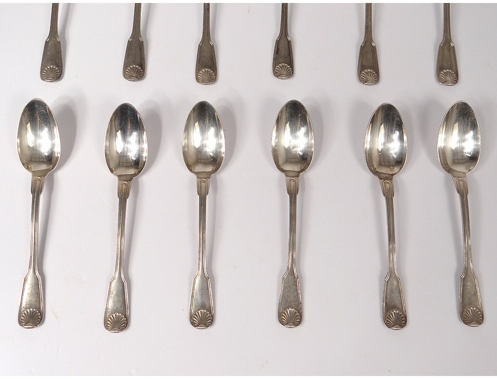 5 Cuillères à Dessert En Argent Massif – Puiforcat – Modèle Empire/cygnes – 301g