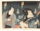 Ukiyo-e Woodblock Kunichika Toyohara actors Edo Kabuki Theater 19th