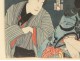 Ukiyo-e Woodblock Kunichika Toyohara actors Edo Kabuki Theater 19th