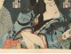 Ukiyo-e Woodblock Kunichika Toyohara actors Edo Kabuki Theater 19th