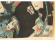 Ukiyo-e Woodblock Kunichika Toyohara actors Edo Kabuki Theater 19th