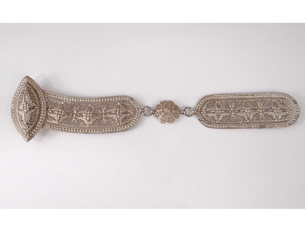 Boucle De Ceinture Ancienne En Argent Filigrané, 19ème Siècle - Occasion Vintage
