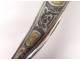 silver metal letter opener dagger inlaid eastern Caucasus Koumia 19th boat