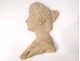 Sculpture low-relief profile young woman elegant L.Kley plaster earth XIXth century