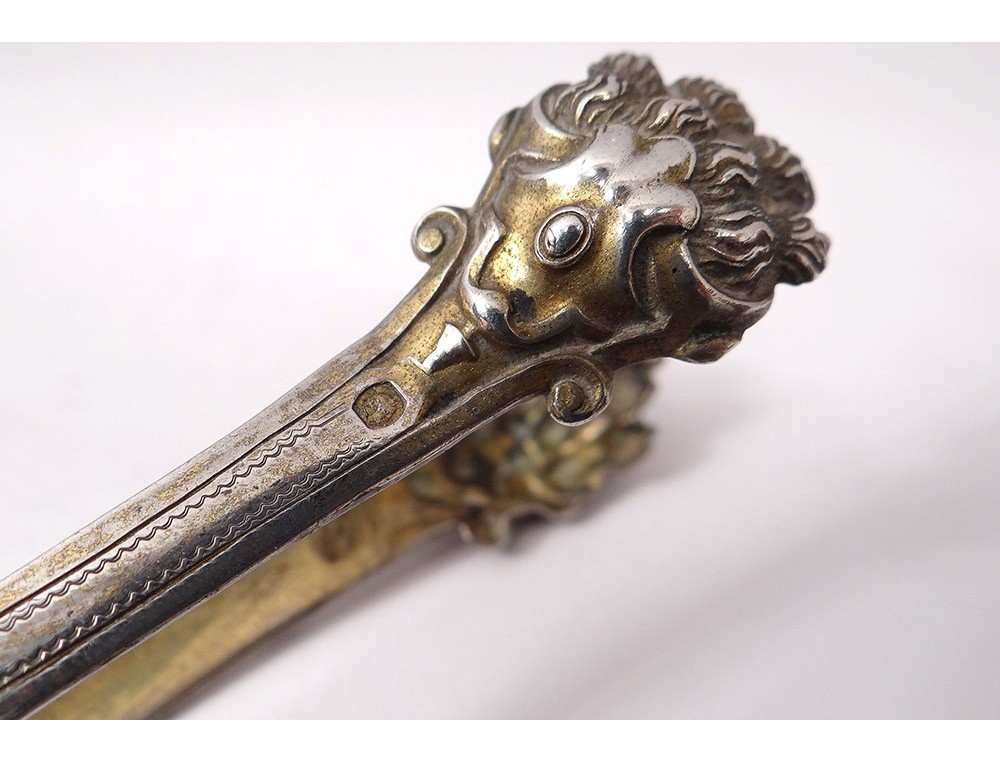 Pinces à Sucre Vintage URSS - Argent 875 Doré - Décor Fleur - Objet De Collection Neuf