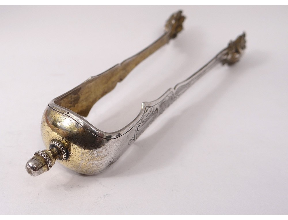 ANCIENNE PINCE A Sucre Argent Massif Minerve Patte de Lion XIX ème EUR