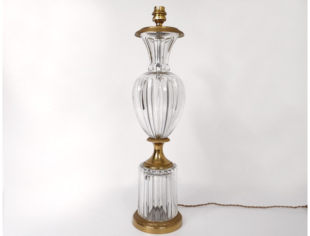 Pied de lampe vintage cristal Val Saint Lambert vers 1950